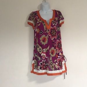Bebe silk short sleeve printed tunic